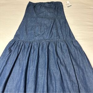 ASOS Denim Strapless Dress in Blue